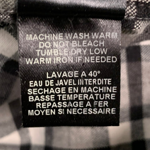 SPURR Size M Black White Plaid Cotton Spread Collar Long Sleeve Shirt