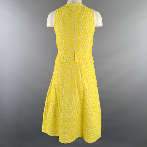 Robe trapèze JIL SANDER Taille 2 Jaune Blanc Jacquard