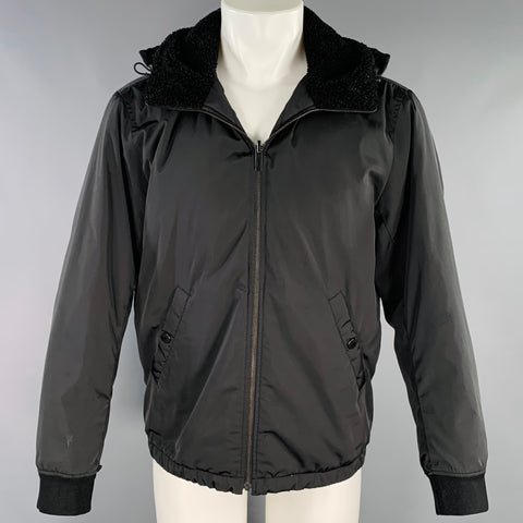 THEORY Size M Vernon Black Polyester Reversible Zip Up Jacket