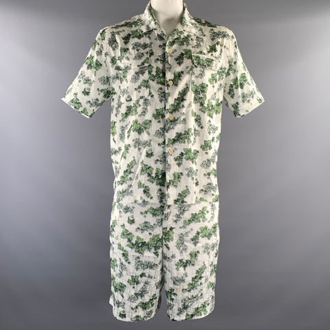 DIOR HOMME Size L White Green Leaves Short Sleeve Tracksuits & Sets
