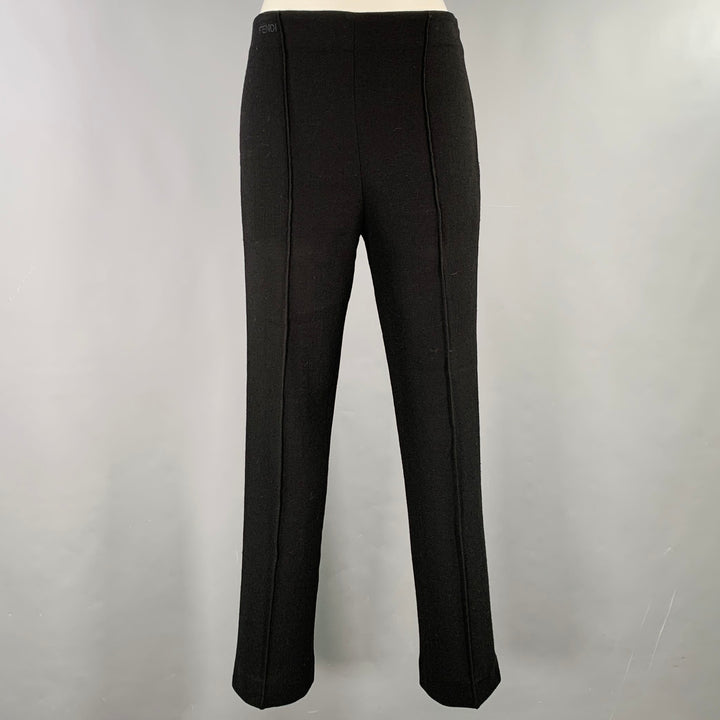 FENDI Size 6 Black Virgin Wool Side Zipper Casual Pants