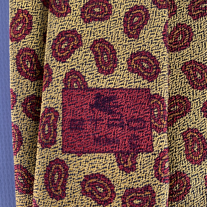 ETRO Burgundy Yellow Paisley Silk Tie