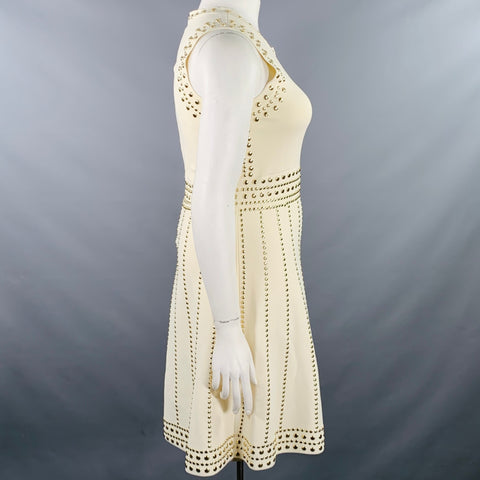 MICHAEL by MICHAEL KORS Size L Cream Gold Viscose Studded Sleeveless Dress