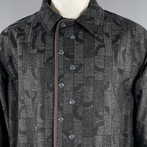 PILGRIM Size M Grey Black Geometric Wool Blend Snaps Jacket