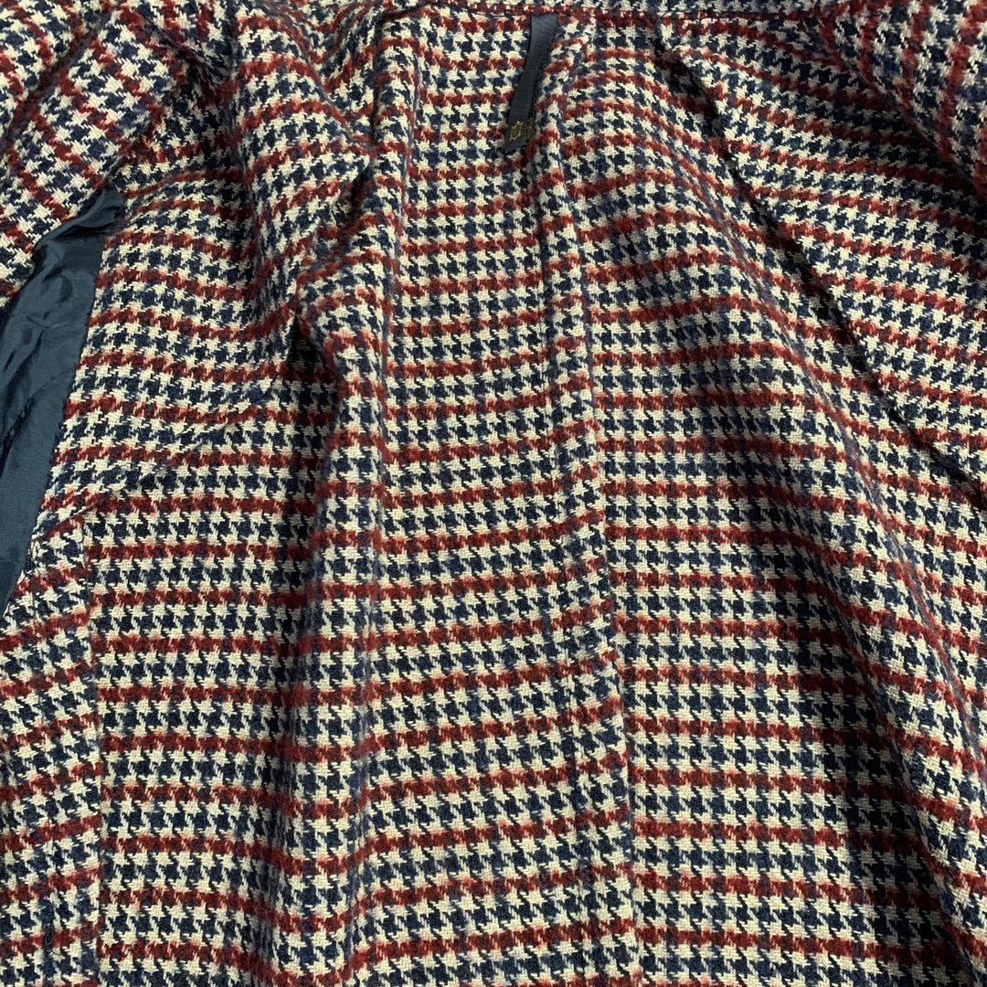 MONTEDORO Size 40 Beige Navy Burgundy Houndstooth Sport Coat