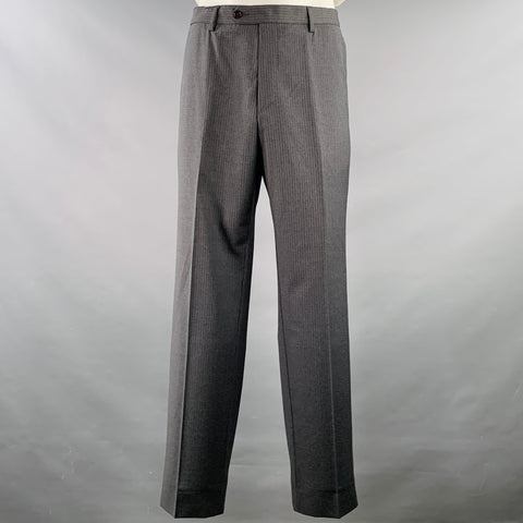 PAUL SMITH Size 44 The Byard Grey Blue Pinstripe Viscose Single Breasted Suit