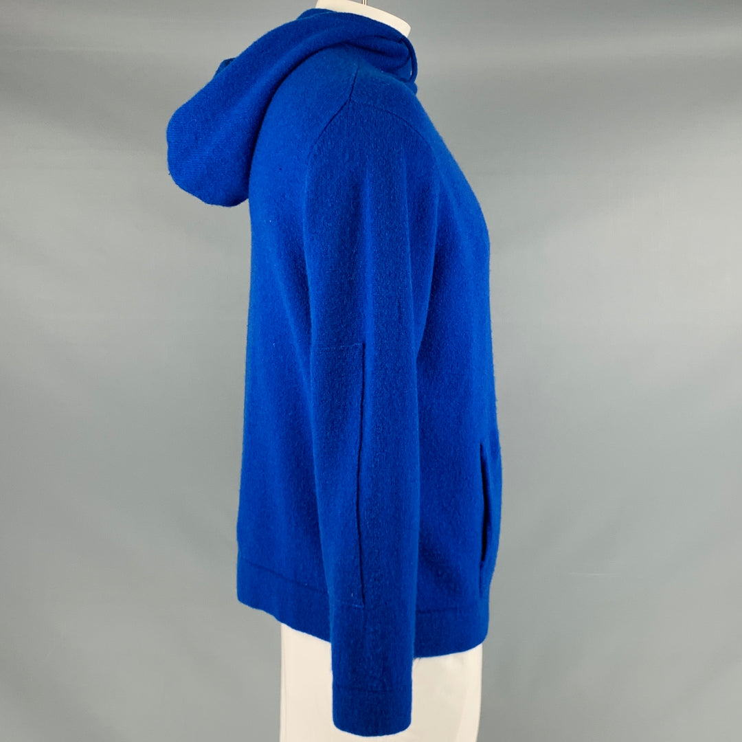 RALPH LAUREN Taille L Pull à capuche en laine tricotée bleu royal