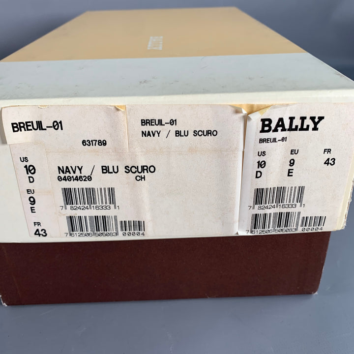 BALLY Size 10 Navy Leather Oxford Lace-Up Shoes