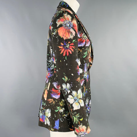 ROBERT GRAHAM Size 4 Black Multi Color Viscose Blend Jacket Blazer