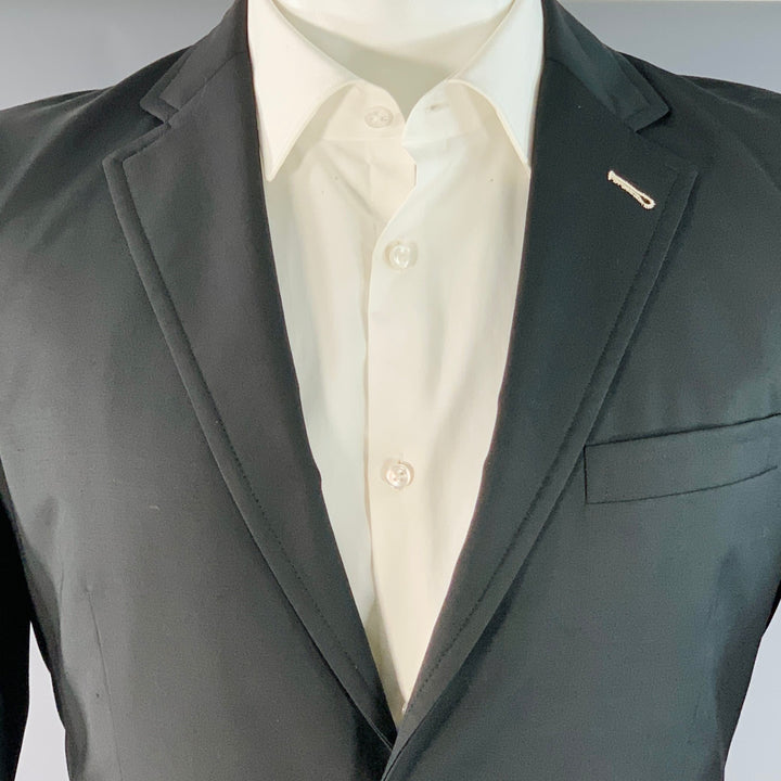 BAND OF OUTSIDERS Size 38 Regular Black Wool Mohair Contrast Stitch Notch Lapel Suit