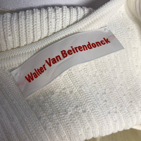WALTER VAN BEIRENDONCK Size XL White Textured Viscose  Nylon Tank Top