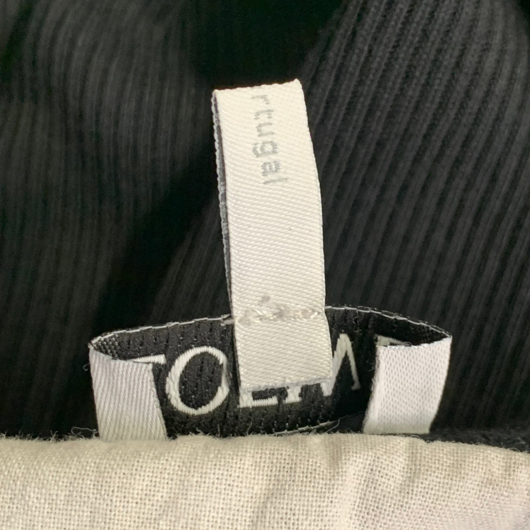 LOEWE Size XL Anagram Black White Jersey Ribbed Sleeveless Tank Midi Dress