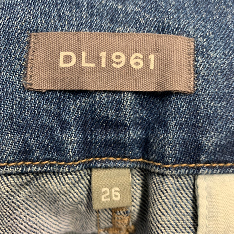 DL1961 Size 26 Blue Cotton Denim High Waisted Pleated Belted Jeans