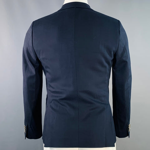 THEORY Size 36 Short Wellar Navy Woven Wool Blend Double Breasted Sport Coat