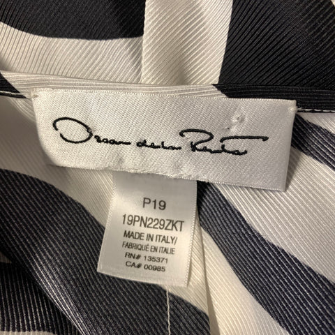 OSCAR DE LA RENTA Size L White Black Silk Zebra Wrap Long Dress