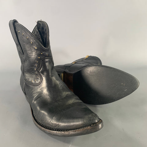 GOLDEN GOOSE Size 8 Black Leather Western Boots