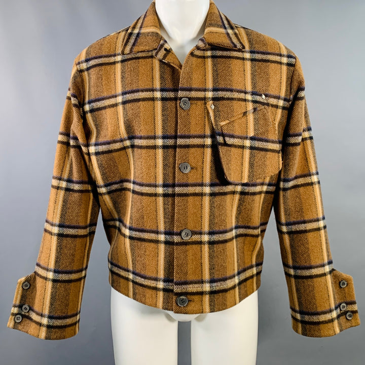 ADER ERROR Size M Brown Plaid Wool Blend One Pocket Cropped Jacket
