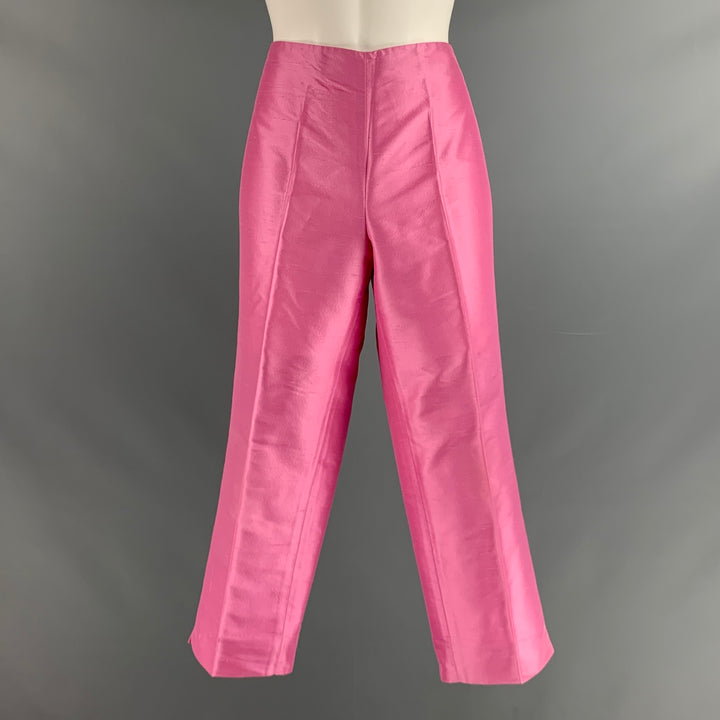 RALPH LAUREN Size 10 Pink Silk Cropped Dress Pants