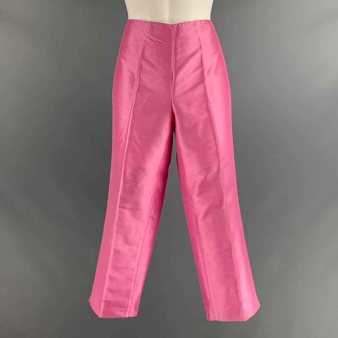 RALPH LAUREN Taille 10 Pantalon habillé court en soie rose