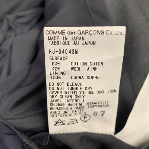 COMME des GARCONS Size M Grey Cotton Notch Lapel Sport Coat