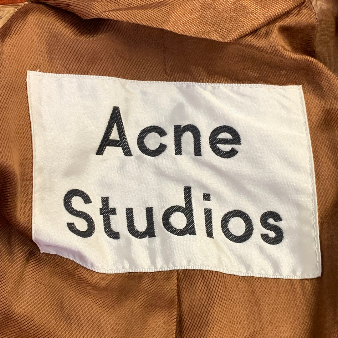 ACNE STUDIOS Size XS Brown Mohair Blend Textured Double Breasted Belted Coat