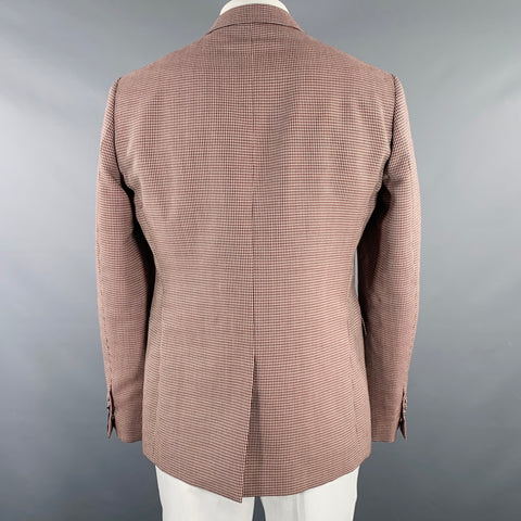 FENDI Size 42 Red White Houndstooth Wool Blend Sport Coat