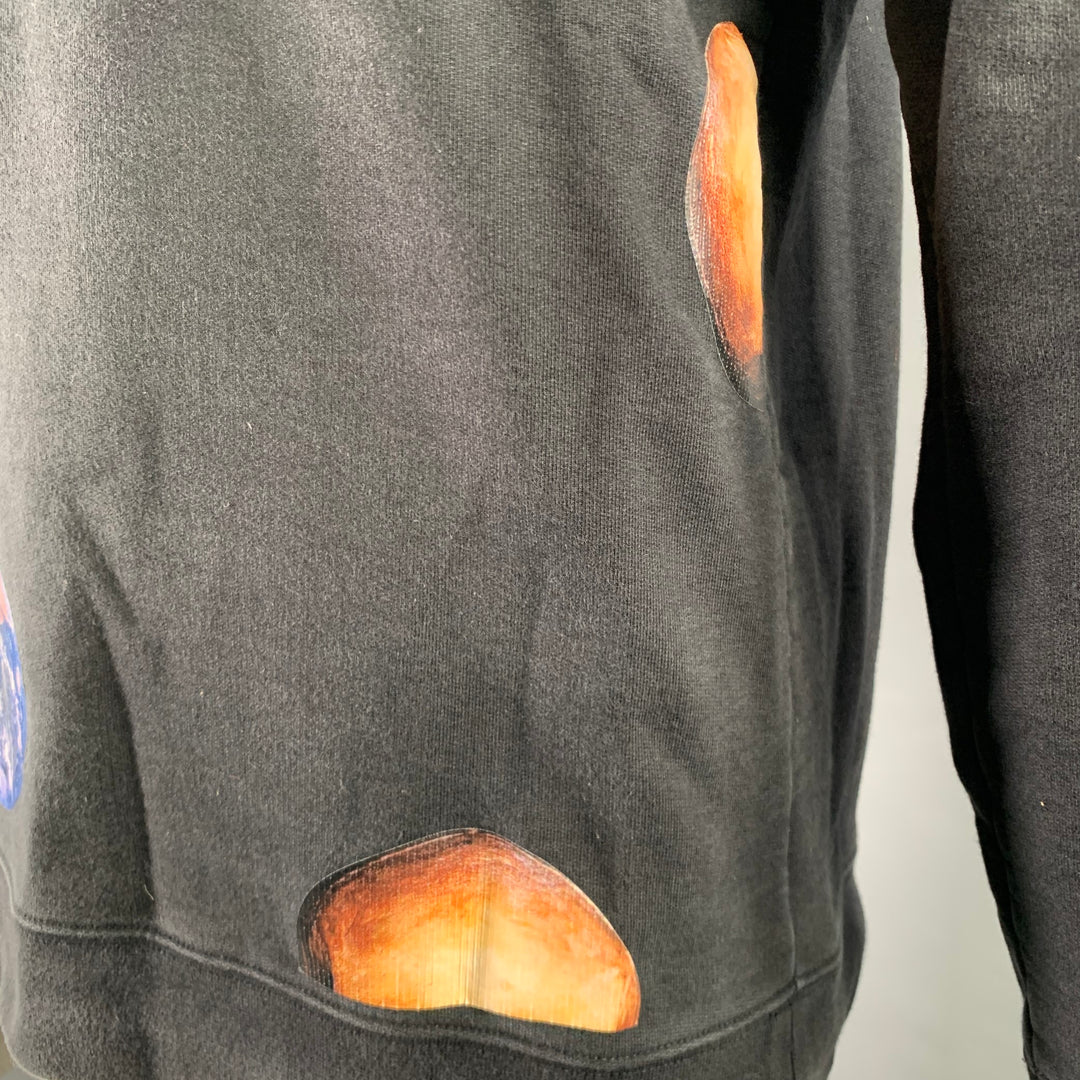 RAF SIMONS Size XXL Black Patches Cotton Crew Neck Sweatshirt