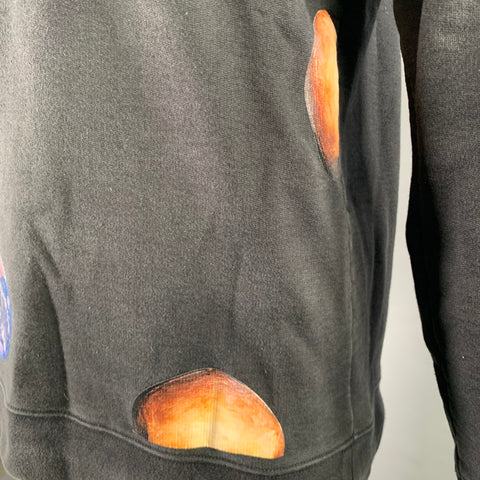 RAF SIMONS Size XXL Black Patches Cotton Crew Neck Sweatshirt