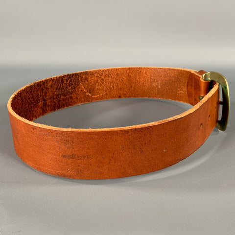 RALPH LAUREN Waist Size 28 Brown Gold 2221110-250 Leather Belt