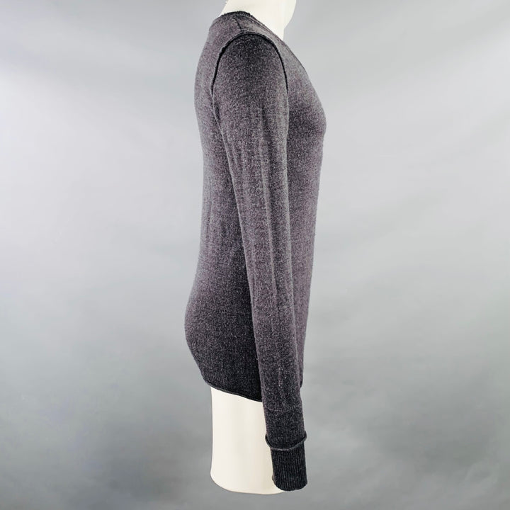 NICE COLLECTIVE Size S Grey Charcoal Knit Merino Wool V-Neck Sweater
