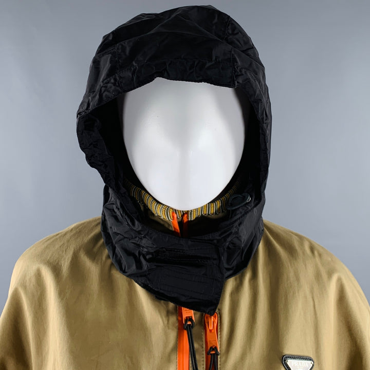 PRADA Size 2 Khaki Orange Cotton Blend Contrast Trim Crop Jacket