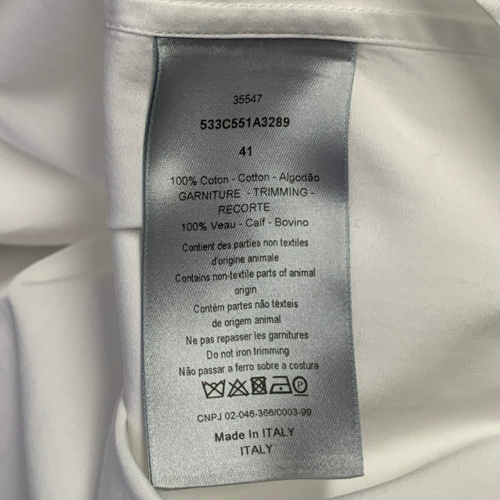DIOR HOMME Size M White Applique Cotton Hidden Placket Long Sleeve Shirt