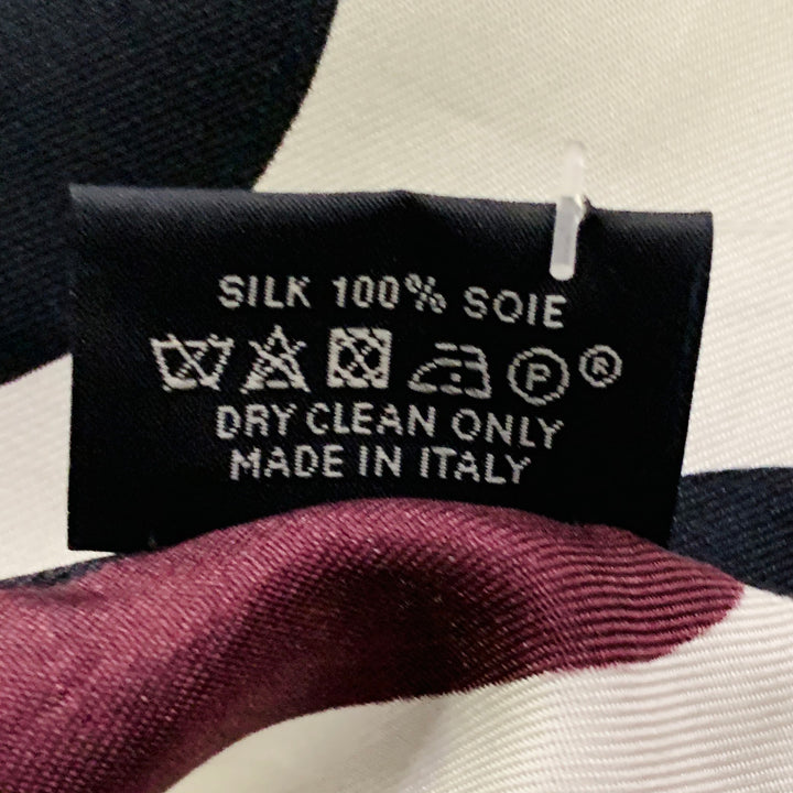 HERMES Purple Black White Two Tone Polka Dot Silk Twill Scarf