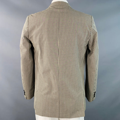 AGNÈS B. Size 42 Cream Black Gingham Cotton Slim Fit Notch Lapel Sport Coat