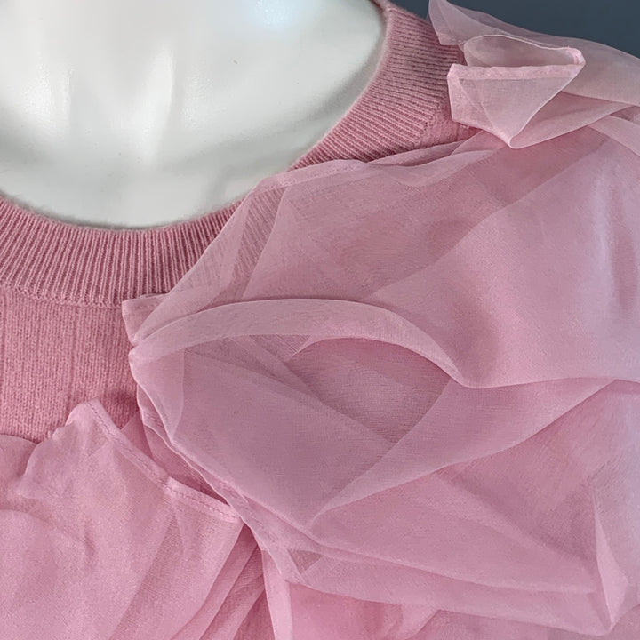 SIES MARJAN Size XS Pink Wool Blend Knit Ruffled Crew Neck Pullover