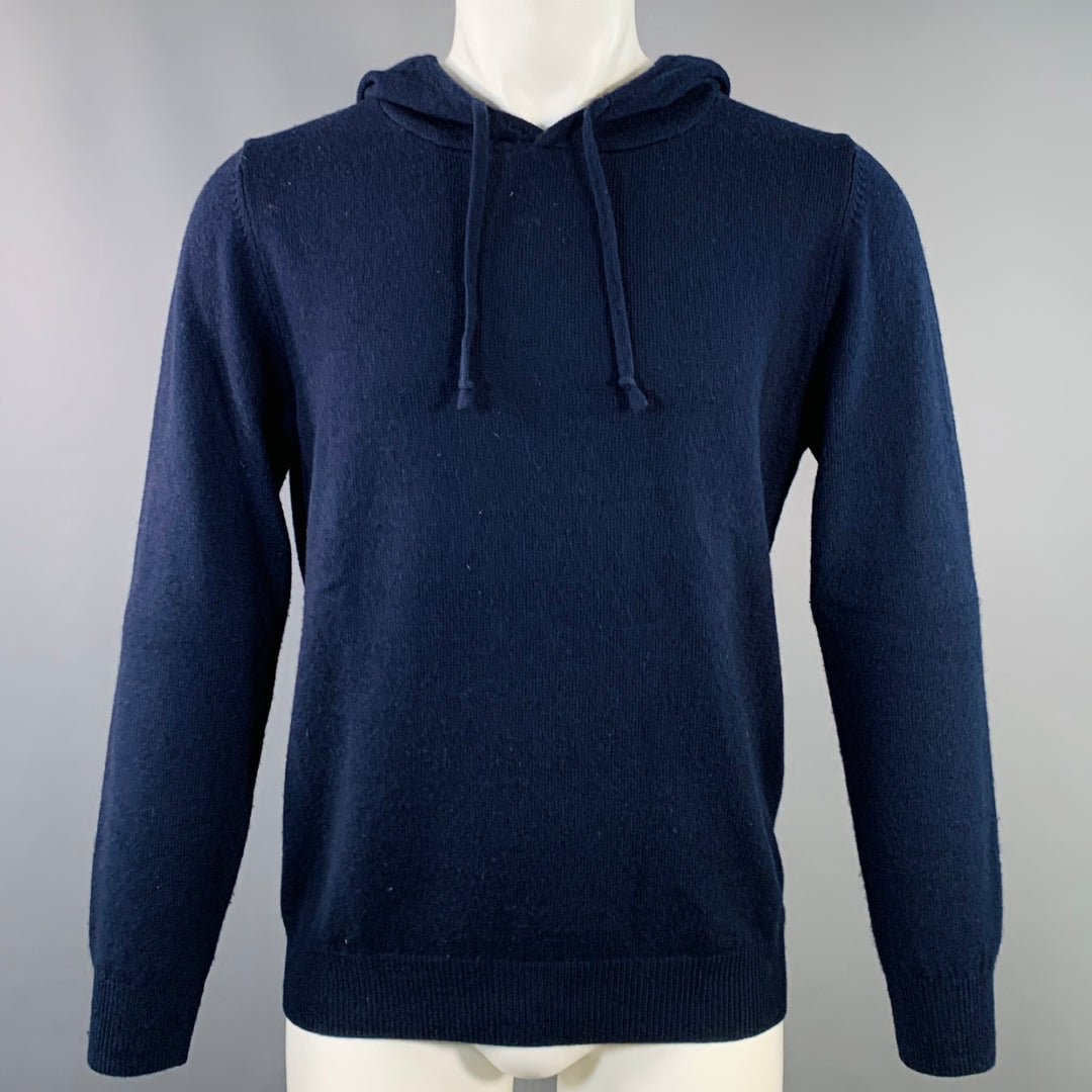 ASPESI Size M Navy Wool Yak Cashmere Hooded Pullover