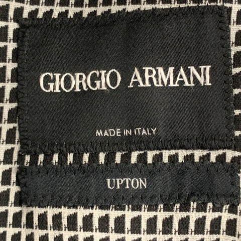 GIORGIO ARMANI Size 38 Regular Black White Nailhead Notch Lapel Sport Coat