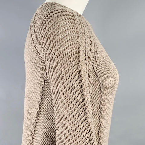 HELMUT LANG FW13 Size S Taupe Open Knit Crew Neck Sweater