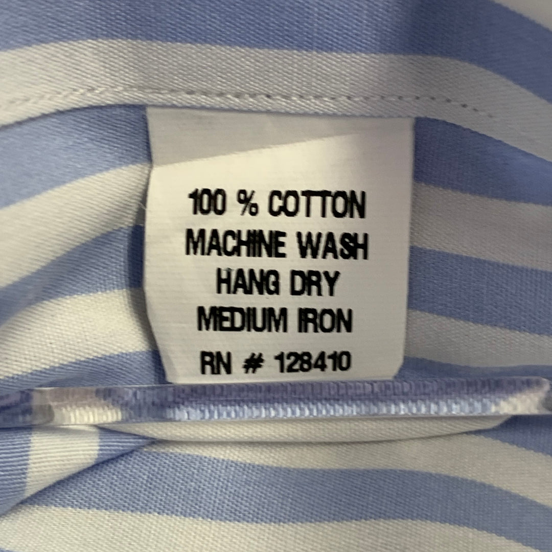 SID MASHBURN Size L Blue White Stripe Cotton One Pocket Long Sleeve Shirt