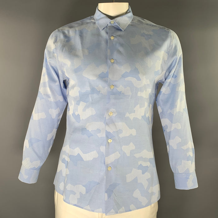 PAUL SMITH Size XL Blue Light Blue Abstract Button Up Long Sleeve Shirt