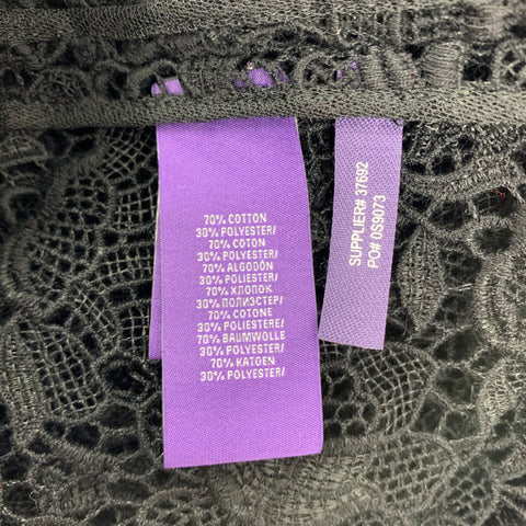 RALPH LAUREN Collection Size 12 Black Cotton Polyester Lace Open Front Coat