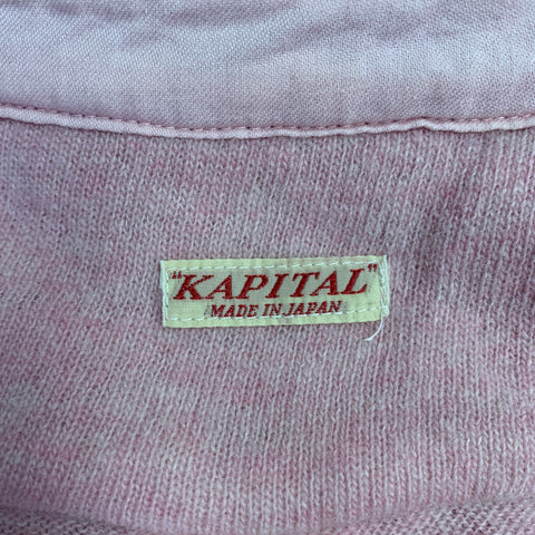 KAPITAL Size XL Pink Heather Textured Wool Button Up Long Sleeve Shirt