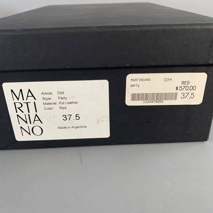 MARTINIANO Size 7.5 Red Goat Leather Pointed Toe Pumps