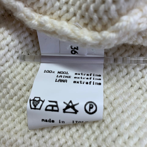 DIRK VAN SAENE Size M Cream Orange Beige Wool Knit Cardigan