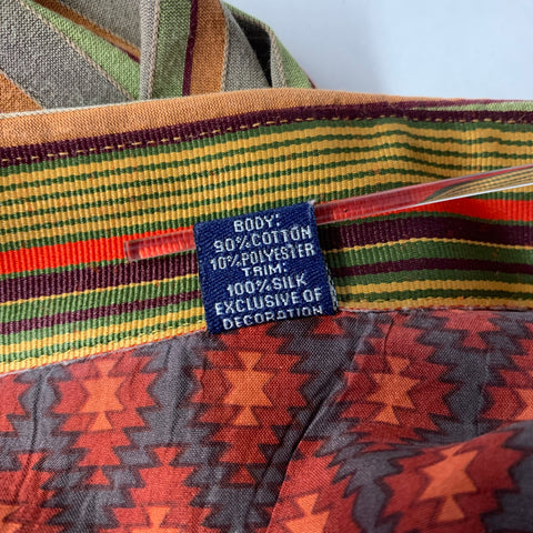 ROBERT GRAHAM Size L Orange Multi-Color Stripe Cotton Blend Long Sleeve Shirt