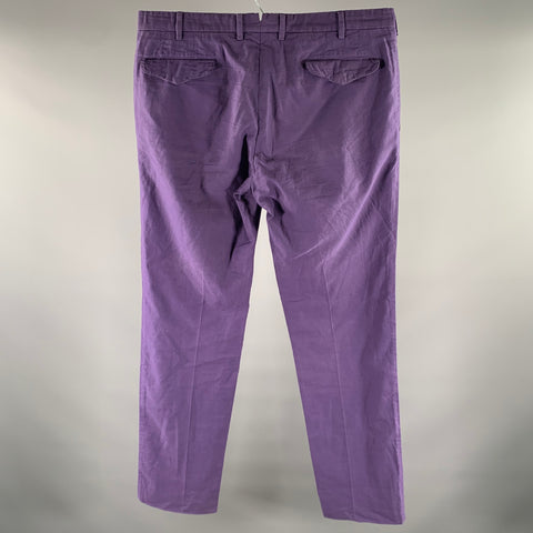 INCOTEX Size 38 Purple Linen Blend Straight Casual Pants