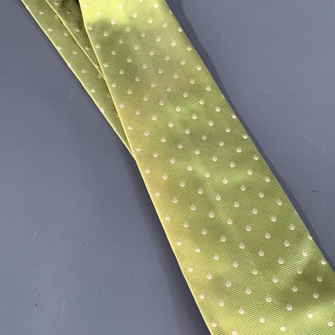 ERMENEGILDO ZEGNA White Lime Dots Silk Tie