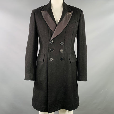 PAUL SMITH Size L Black Wool Blend Peak Lapel Double Breasted Coat