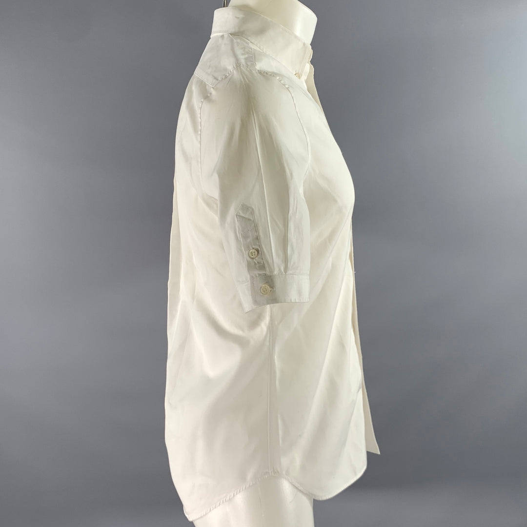 ALEXANDER MCQUEEN Size S White Skull Embroidery Cotton Short Sleeve Shirt
