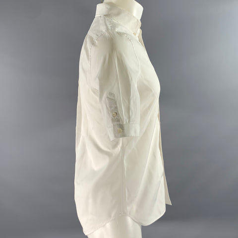 ALEXANDER MCQUEEN Size S White Skull Embroidery Cotton Short Sleeve Shirt
